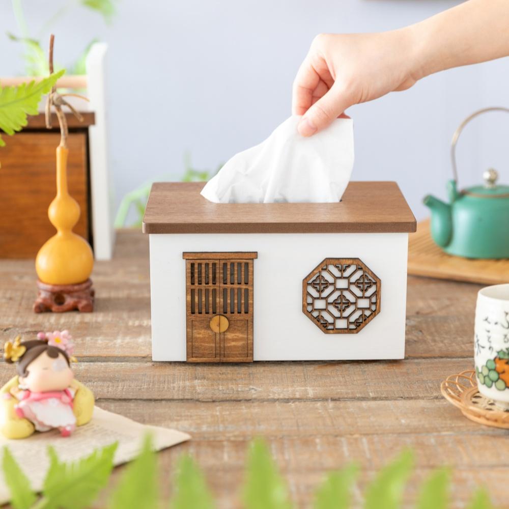 Cute Wooden Tissue Box Creative Fairy Tale House Napkin Holder Organizer Paper Box Container Home Living Room Table Decoration