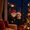 Reusable PVC Window Film Christmas Santa Claus & Cat Static Clings, Waterproof Glass Stickers, Holiday Stickers Decorative Decals for Home Doors Store