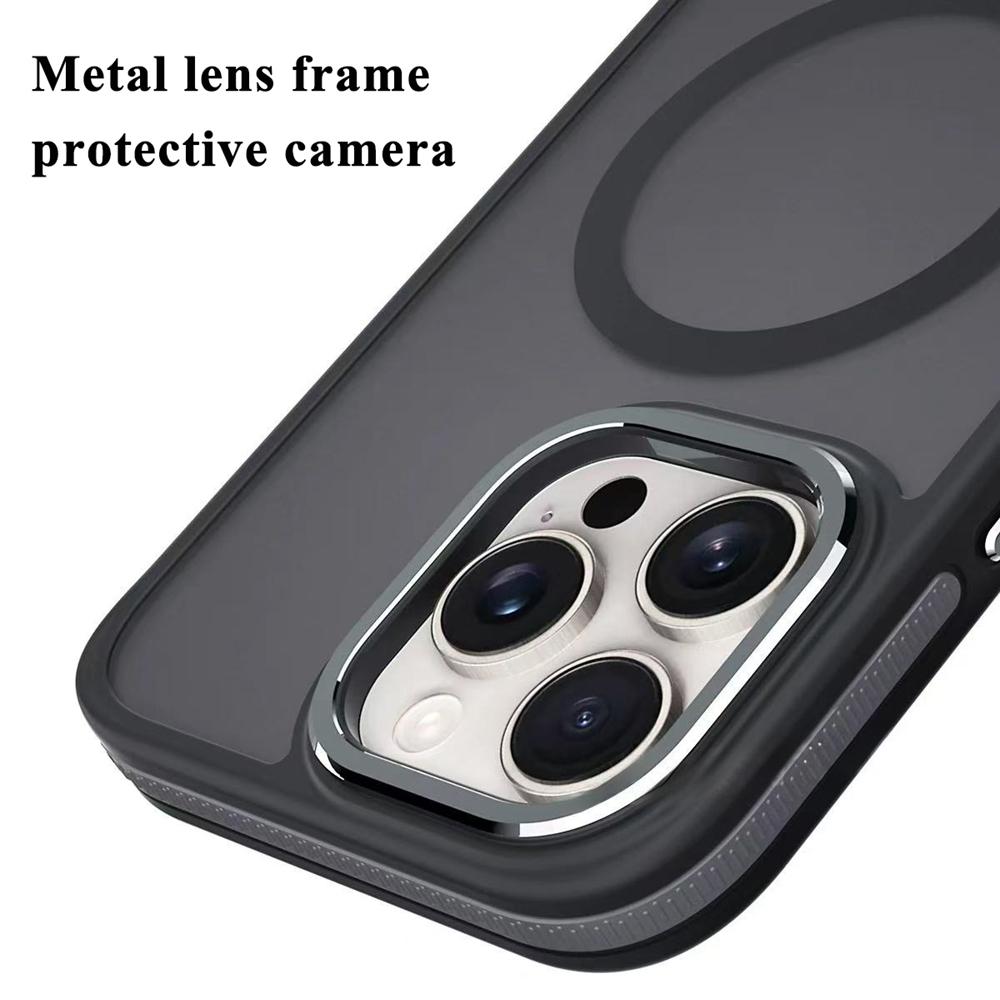 KEYSION Shockproof Magnetic Case for iPhone 15 16 Pro Max 15 Plus 16e Matte Translucent PC+TPU Color Blocking Phone Cover