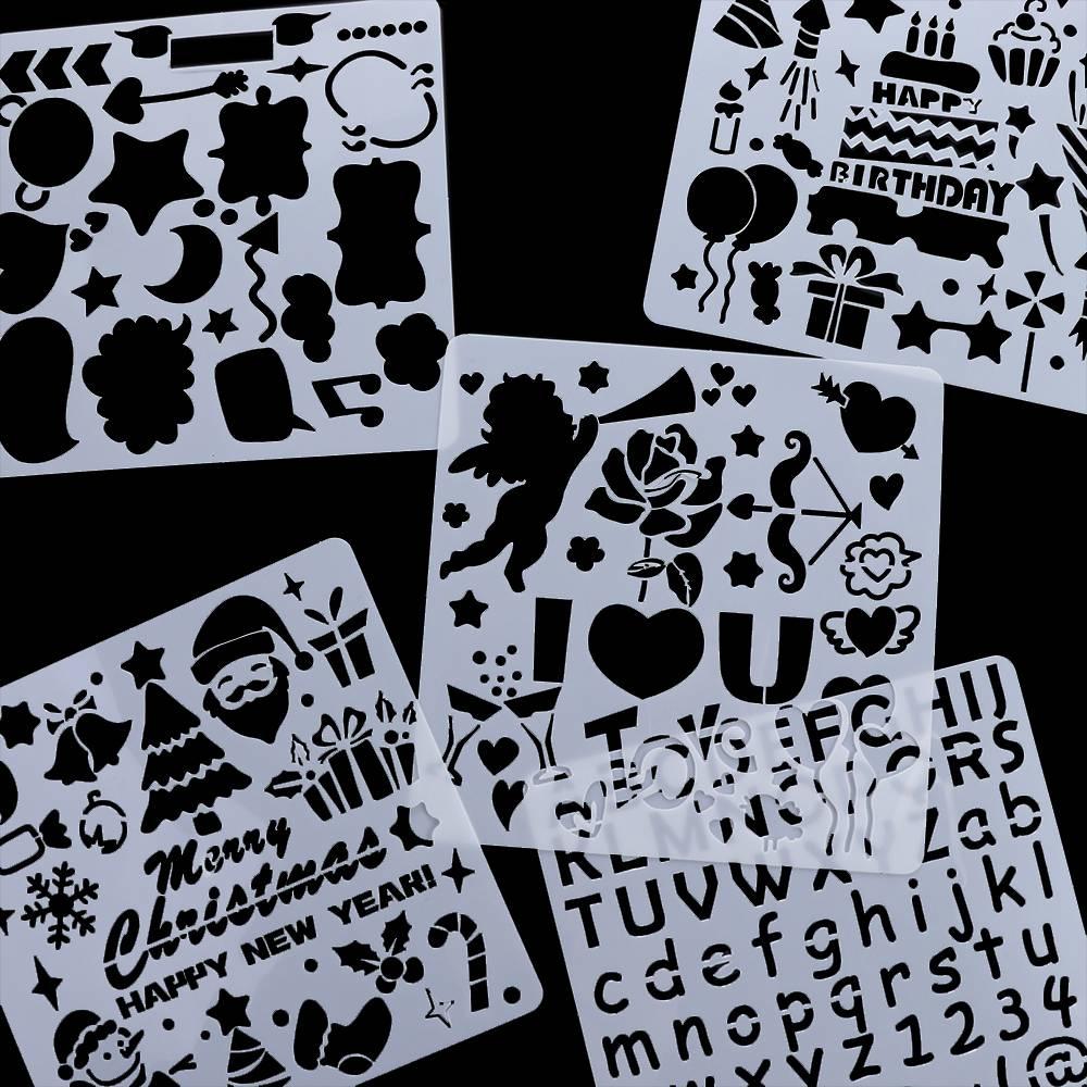 Decorative Hollowed Stencils Kit DIY Handcrafts Graffiti Templates  Embossing
