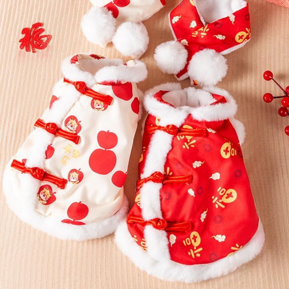 Red Dog Vest Scarf Cat Coat Kitty Clothes Pet Tang Suit  Spring Festival