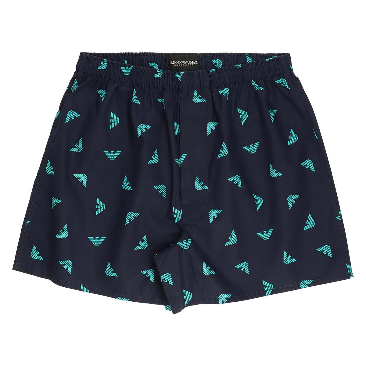 

Мужские хлопковые тканые трусы Emporio Armani FLYING EAGLE с принтом орла, размер LL, спереди, японский размер, 54251002, цвет: Железный синий, Размер 67