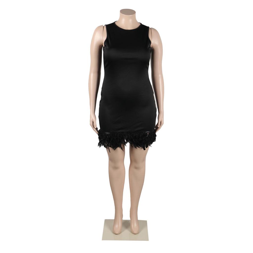 K2767 Slim Fit Casual Feather Hip-Hugging Vest Dress