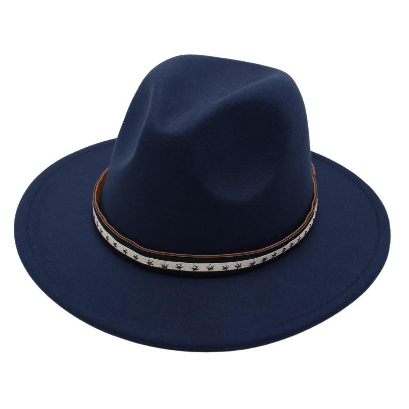 Foreign Trade Retro Top Hat Pentagram Jazz Hat Men'S And Women'S Felt Hat European And American Style Hat Woolen Hat Wool