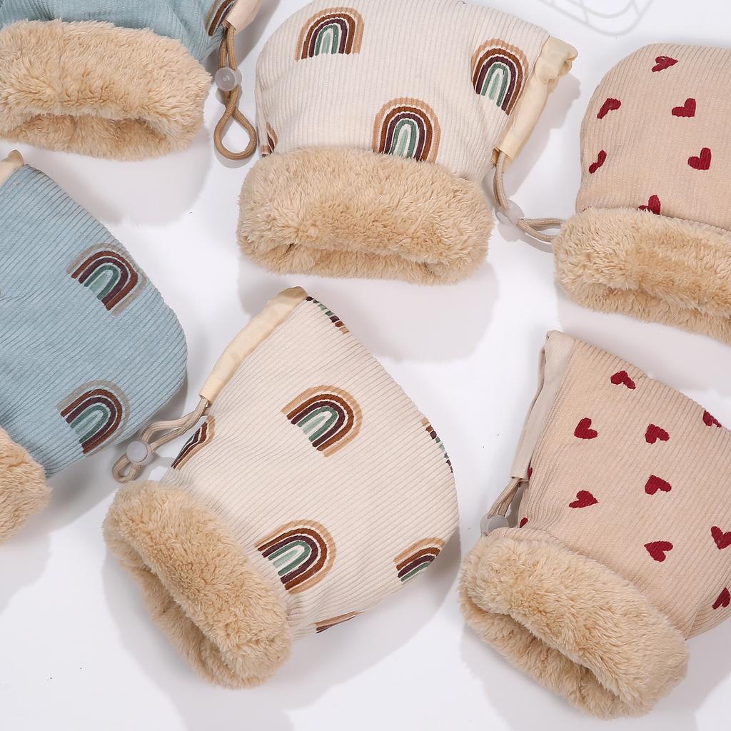 Windproof Infant Stroller Gloves Children's Outdoor Sports Mittens Cartoon Printed Hands Warmer Scooter Accessory for Winter