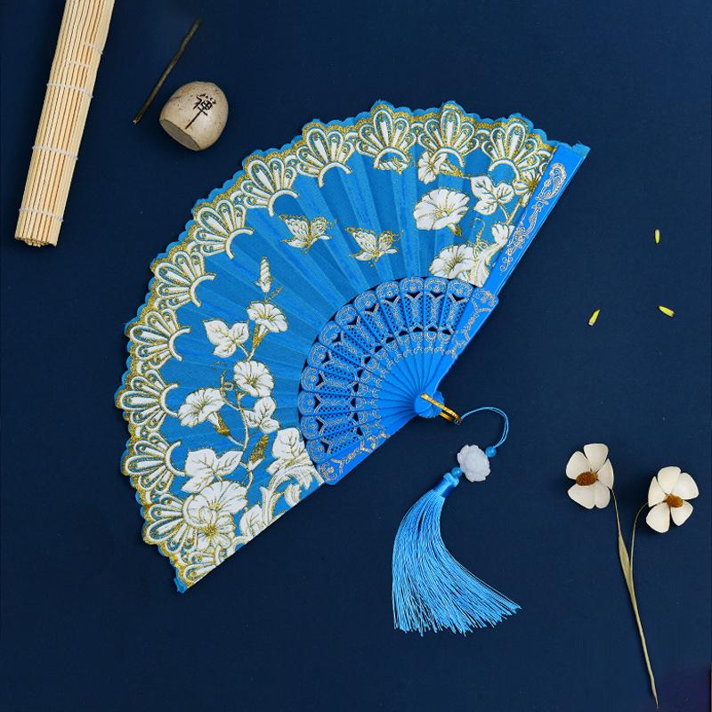 Chinese Style Folding Fan Portable Dance Performance Hand Fan Ancient Cheongsam Photography Props Classical Gift for Ladies