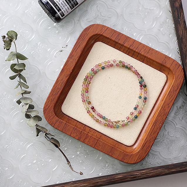 Double-layer ultra-fine natural rainbow tourmaline bracelet women's niche design sense exquisite stacking bracelet jewelry