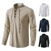 Neue männer Casual Bluse Baumwolle Leinen Hemd Tops Langarm T Shirt Frühling Herbst Schräge Knopfleiste Vintage Yoga Shirts