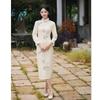Lace composite super soft long national style girl cheongsam winter new improved new Chinese long-sleeved cheongsam