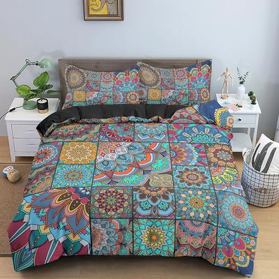 Mandala Bettbezug Set Böhmisches Bettwäscheset Weicher Bettdeckenbezug mit 1/2 Kissenbezügen Steppdeckenbezug Schlafzimmer King Queen Größen