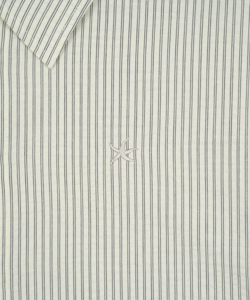 THE COLDEST MOMENT Tcm Mini Logo Stripe Half Shirts (Beige)