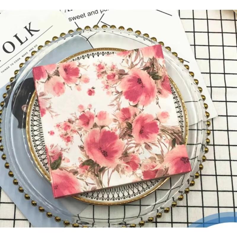 20pcs/pac Floral Printed Paper Napkins for Wedding Colorful Facial Tissues for Party Table Setting Disposable Dinner Napkins