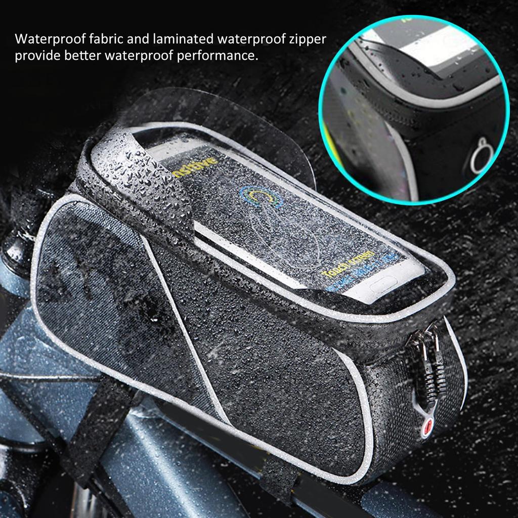 Bike Front Frame Bag Waterproof TPU Sensitive Touch Screen Top Tube Phone Mount Bag Pouch