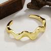 Hyperbole Wide Wave Opening Bangles Bracelet Irregular Creativity Golden CCB Smooth Women Zircon Friend Girl Gift Big Pulsera