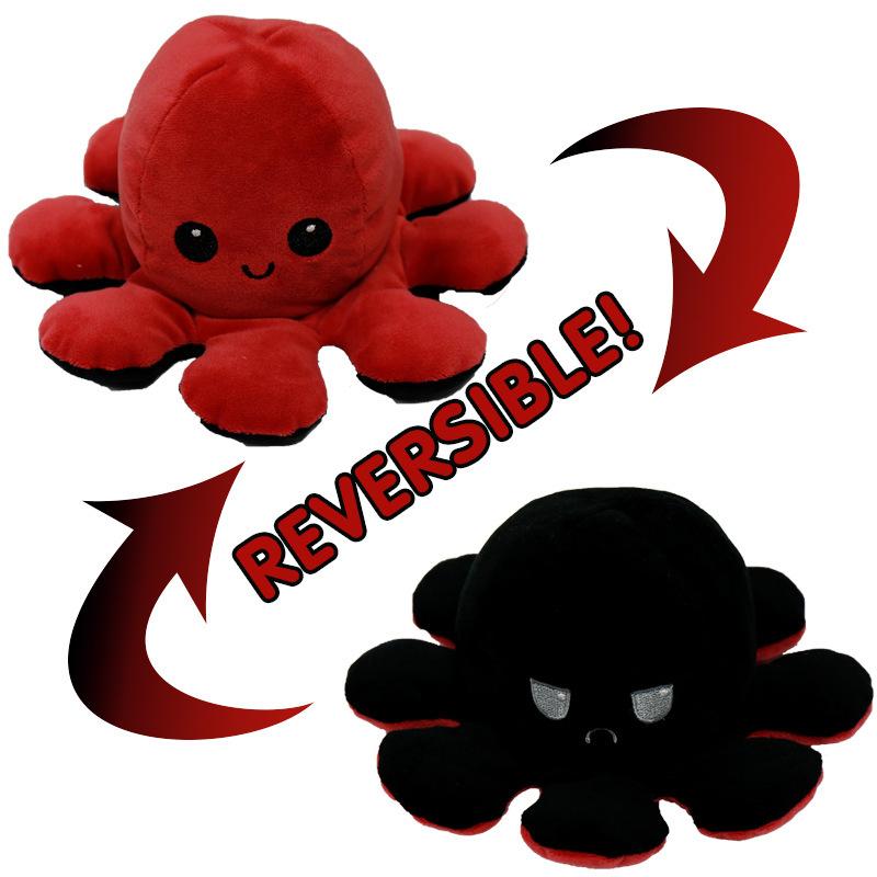Reversible Flip Stuffed Octopus Plush  Doll Soft Simulation Reversible Plush Toy Double-sided Color