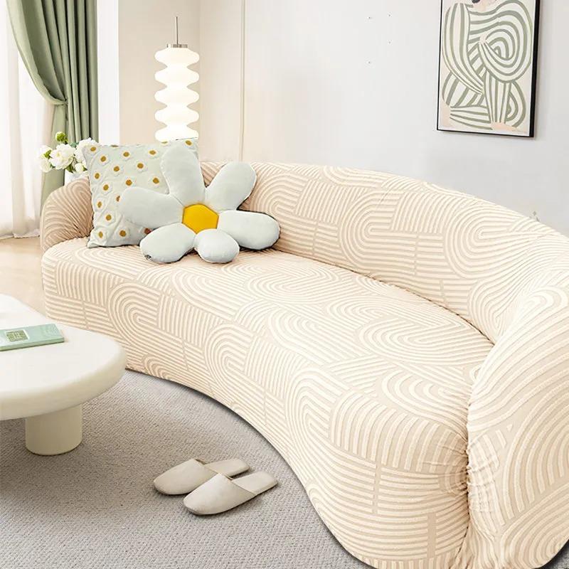 

Elastic Full-wrap Sofa Slipcover for Irregular Curved Couch Pet Cat Scratch Resistant All Season Universal Furniture Protector S 90-140cm