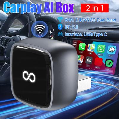2 In 1 Wireless CarPlay Dongle Wireless Android Auto Adapter AI Smart Box For Car With Wired CarPlay Car Intelligent Systems