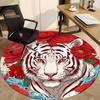 1pc Tiger Floral Pattern Chair Carpet for Office, Round Non-Slip Durable Large Size Office Carpet, Suitable for Office, Beautiful Decoration