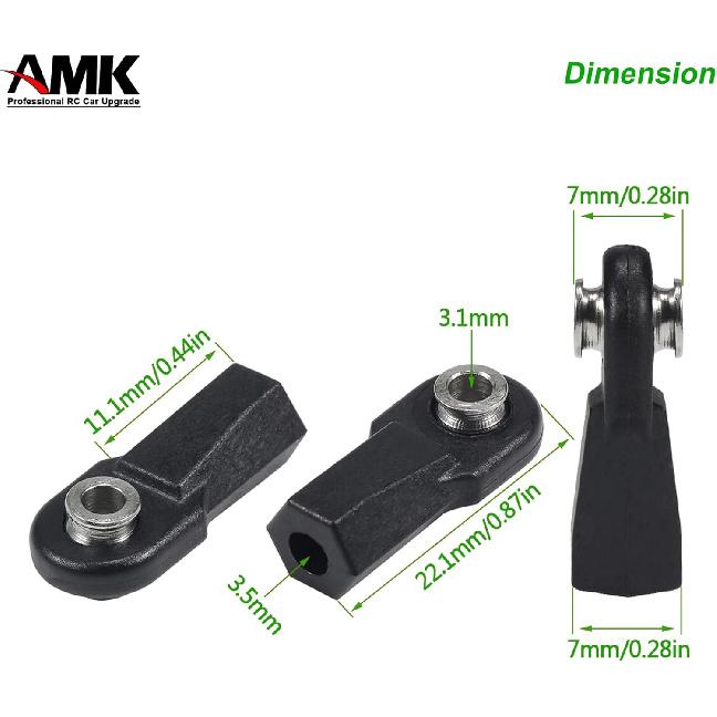AMK SCX10 M4 RC Link Rod Ends 4mm Tie Rods Joints with 7mm Pivot Ball 1/8 1/10 Crawler Universal Building Kit for TRX6 D90 TF2 CC01 Gen7 Gen8 TRX4