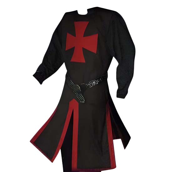 Medieval Templar Knight Crusader Surcoat & Cloak Reenactment LARP Black, Red