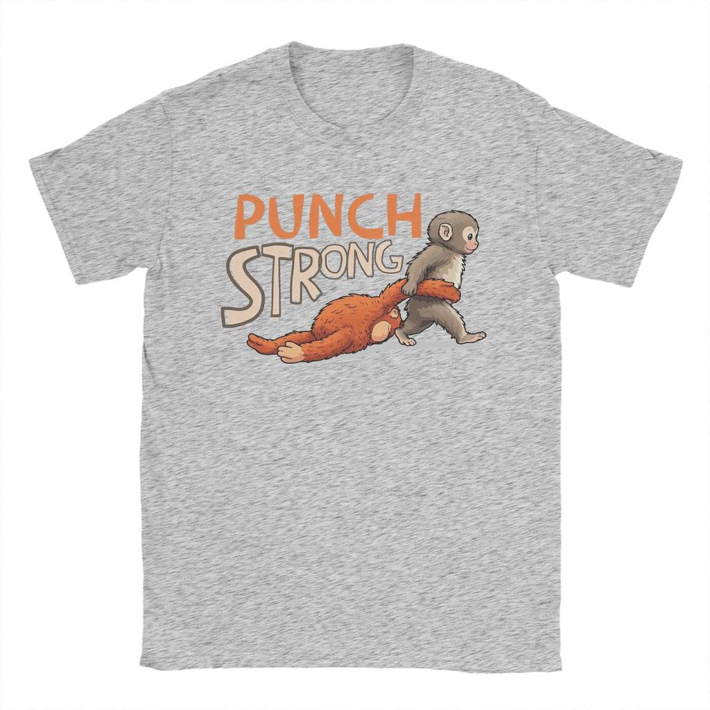 Unisex TShirt Baby Monkey Punch Strong Funny Cotton Tees Short Sleeve T Shirts Round Collar Clothing Printed