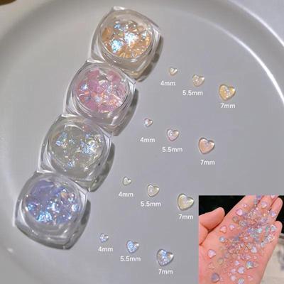 Sevimli Aurora Kalp Şeklinde Tırnak Sanat Dekorasyon 3D Reçine Polarize Süper Flaş Yapay Elmas Kolye Karikatür Kristal Aksesuarları Tırnak Sanat DIY Tırnak Sanat Araçları