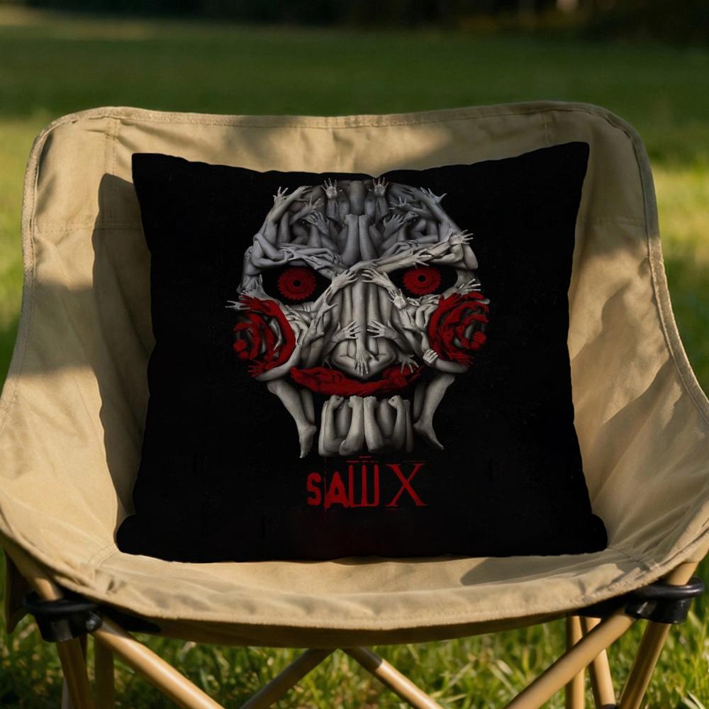 Horror Movie SSaw X Cushion Cover Soft Reversible Durable Pillow Cover MultiScene Use for Home Car Daily Comfort