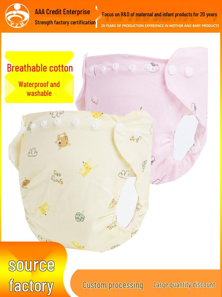 Waterproof Cotton Baby Diaper Pants - Breathable, Leakproof, Washable Snap-On Training Pants for Newborns and Infants