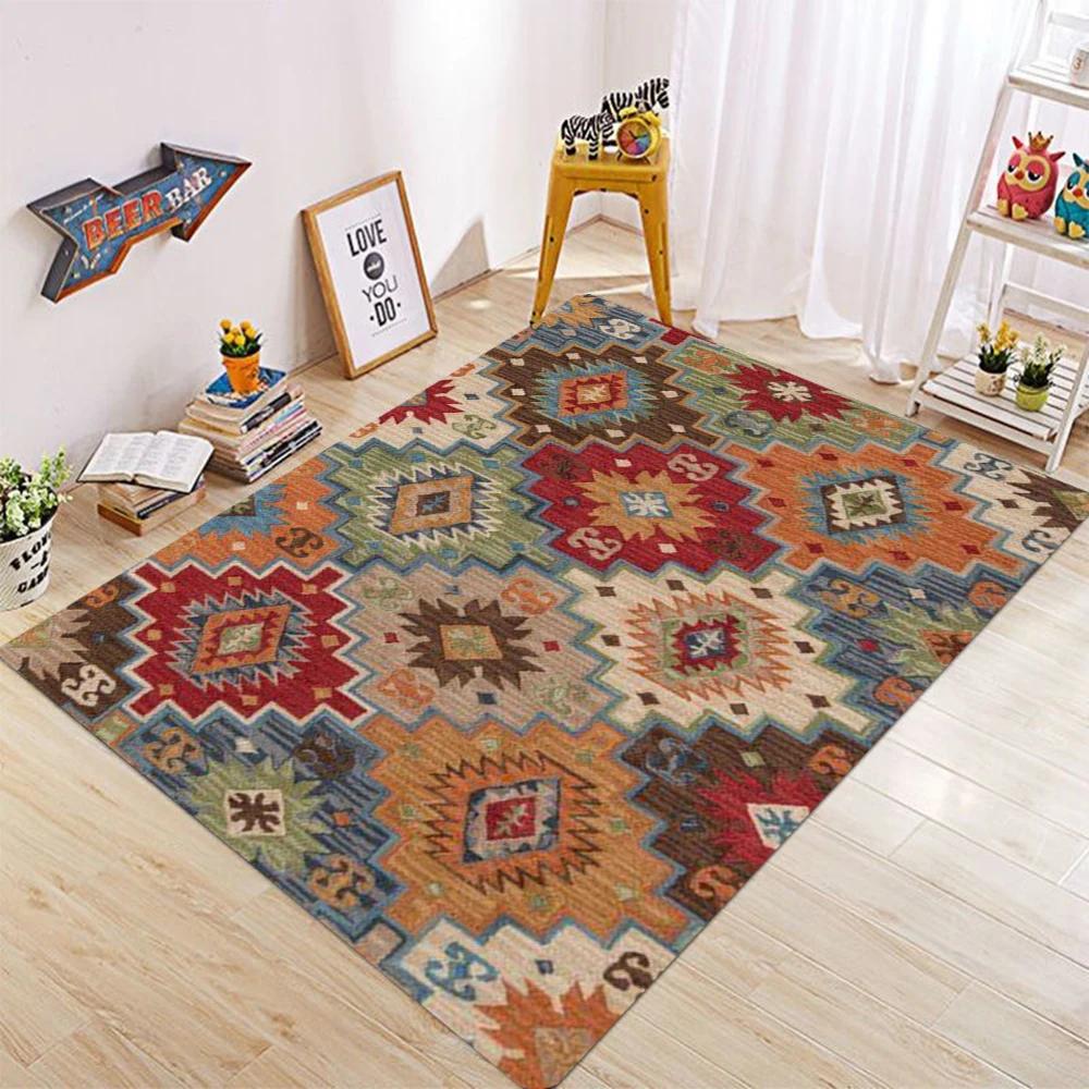 Vintage Element Teppich Wohnzimmer Kopfteil Schlafzimmer Böhmischer Stil Teppich Fußmatte Eingangstür Flanell Anti-Rutsch-Teppich