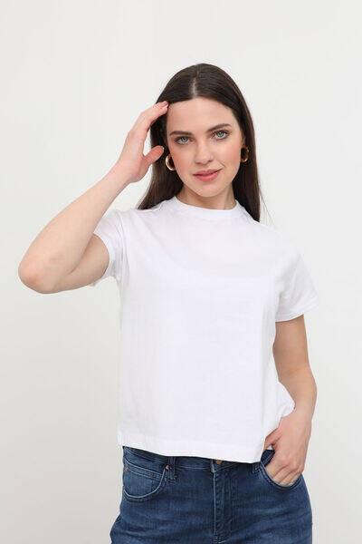 

Женская базовая футболка с круглым вырезом, белая