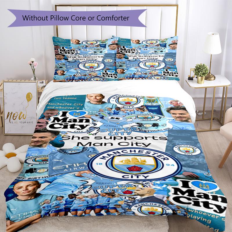 Manchester City Bedding Set Breathable Duvet Cover With Pillowcases Home Decoration Birthday Gift