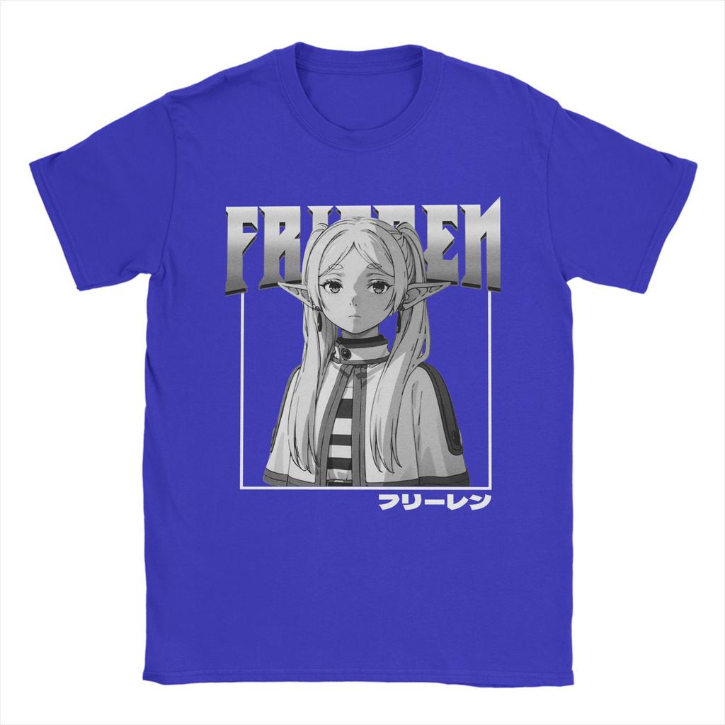 Frieren Anime T-Shirts Men Anime Funny Cotton Tee Shirt Round Collar Short Sleeve T Shirts Printed Clothes
