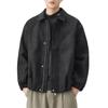 Retro Striped Jacket for Men Versatile Loose Street Cardigan Long-sleeved PU Leather Jacket