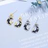 Cute Female Earrings  Sterling Silver Drop Glue Moon with Unique Cat Earrings for Women Wedding  Girls Gift Bijoux
