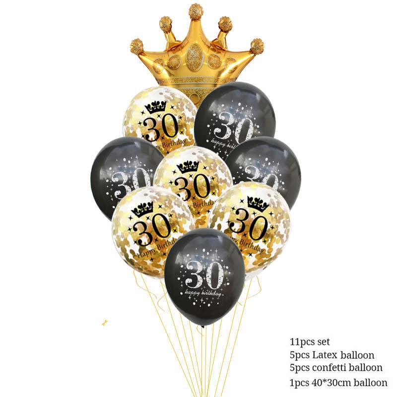 Black Gold 30 40 50 60 Years Birthday Party Confetti Balloon 30th 50th Birthday Party Decorations Adult Party Ballon Air Globos