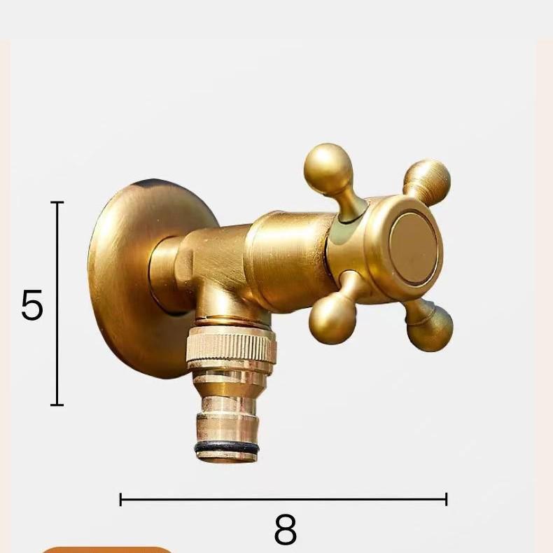 European Full Copper Outdoor Garden Double Outlet Rotatable Retro Faucet