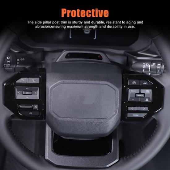 Glossy Black Steering Wheel Button Cover Trim For Toyota Land Cruiser LC250 24+
