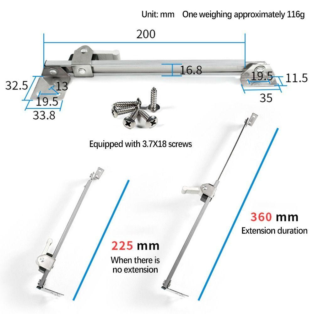 Stainless Steel Window Support Practical Telescopic Window Limiter Windproof Brace Stopper Angle Controller Window Accessories