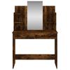 Makeup Table with Mirror Smoked Oak 96 X 39 X 142 Cm