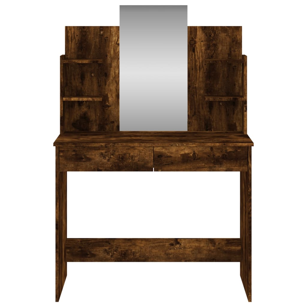 Makeup Table with Mirror Smoked Oak 96 X 39 X 142 Cm