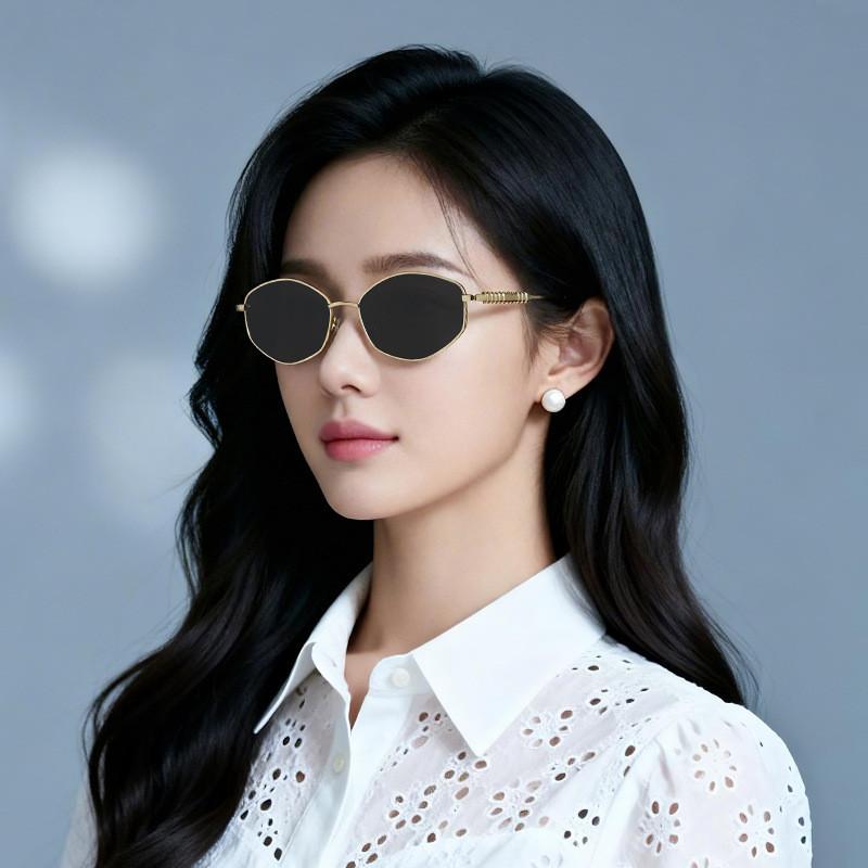 Metal Womens Retro Geometric Sunglasses With Uv400 Protection For Outdoor Fashion Accessories