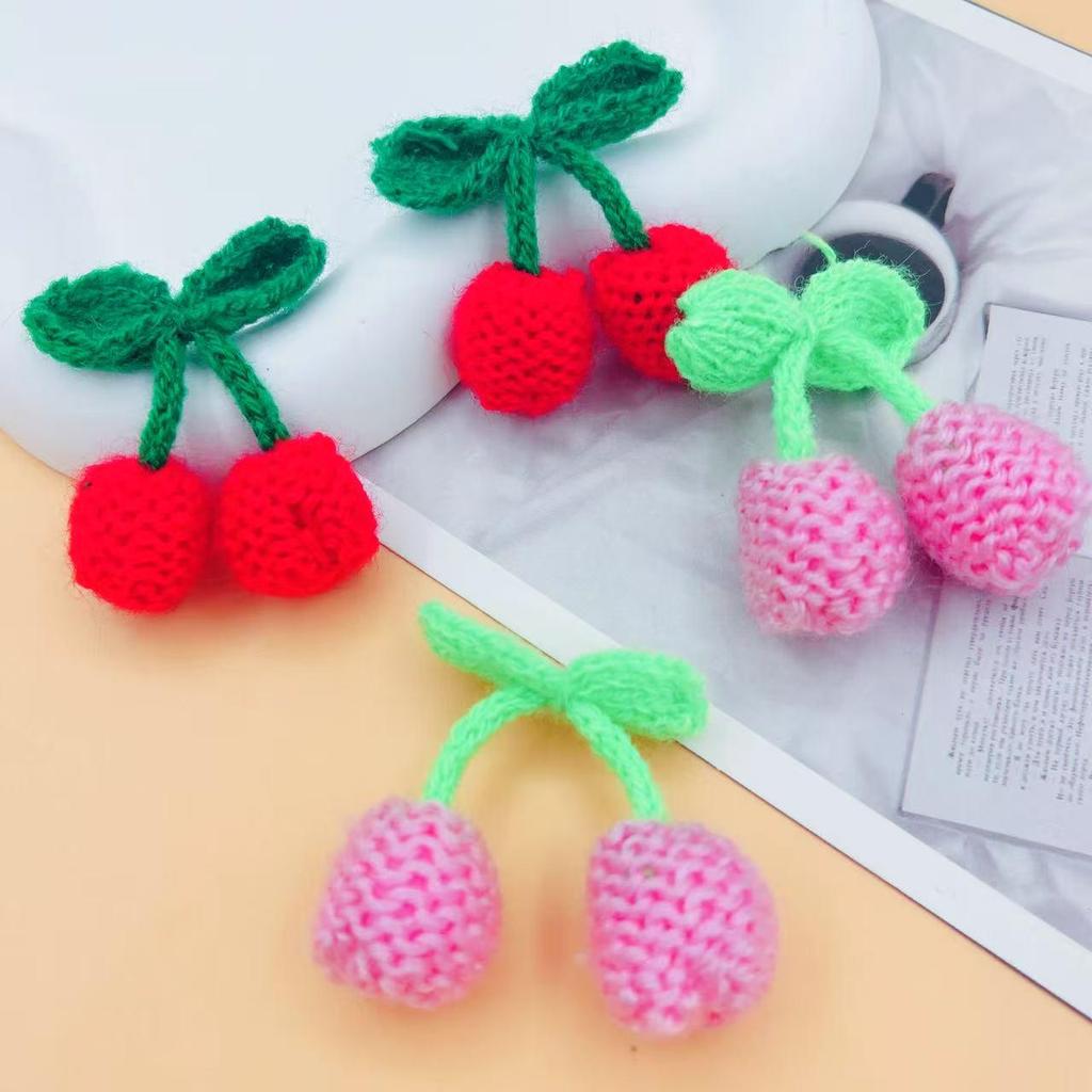 Cherry 3D Knitted Wool Yarn for DIY Jewelry, Socks, Hats, Toys, Keychains, and Decorative Accessories