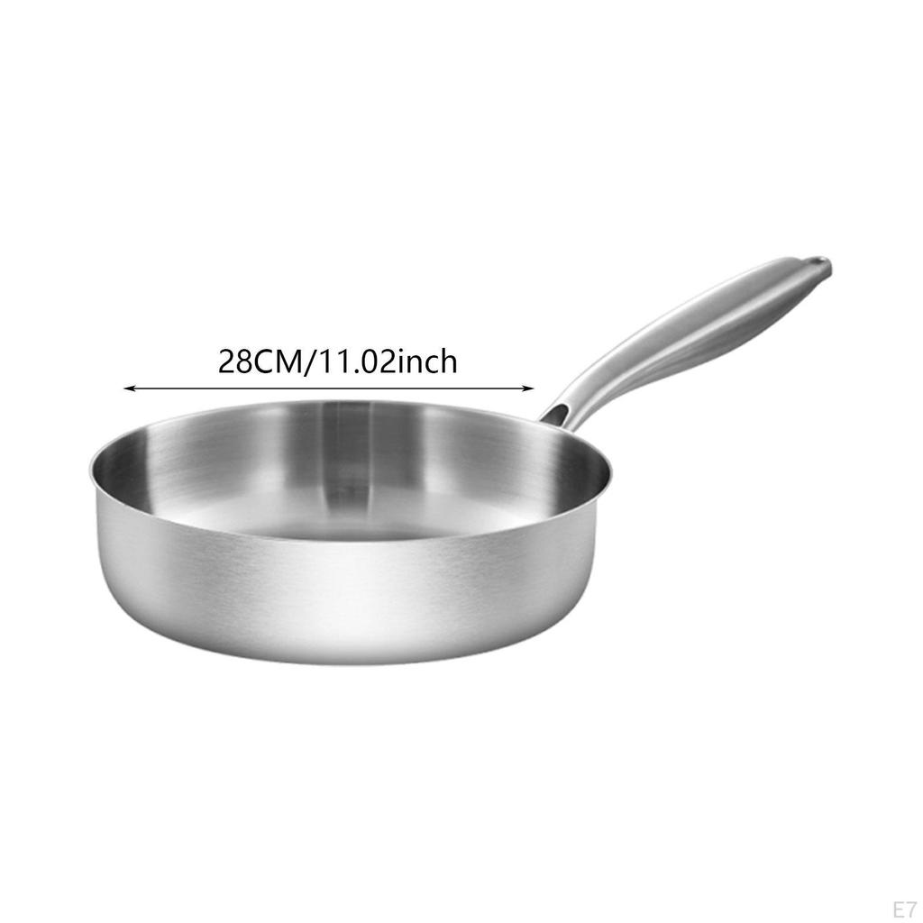Frying Pan Gadget Supply Gifts Stainless Steel,Ergonomic Handle Skillet Cookware for Restaurant