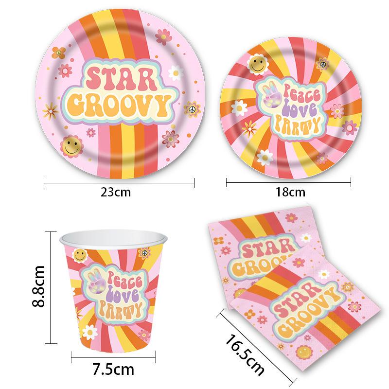 Hippie Girl Themed Party Cutlery Paper Plates Tissue Birthday Supplies Hippie Disposable Birthday Party Set