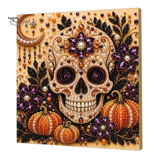 Ghost Pumpkin Art Craft Halloween Faux Pearl Kit, 3D Painting DIY Spooky Gem for Beginners Cute Set Adults, Autumn Home Wall Decor Crafting