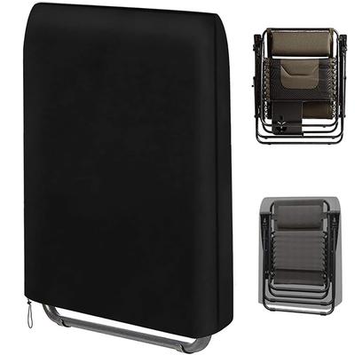 Housse de chaise pliante Extérieur Anti-poussière Protection Soleil UV Imperméable Coussin pour Fauteuil Inclinable Noir Housse de Meuble 93x82cm