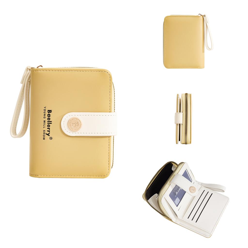 New women's wallet short women's high-end wallet ins women's contrasting color zipper wallet women's pu small wallet women