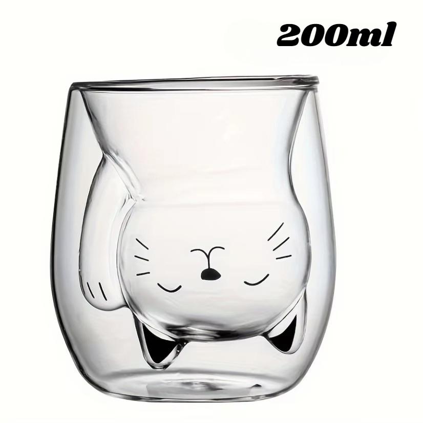 

Double-layer Glass Mug Cute Cat Anti-Scald Handle Cartoon Couple Teacup for Cat Enthusiast Valentine s Day Christmas Gifts 200-250ml