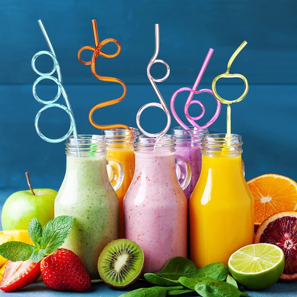 10KS Opakovaně použitelný skleněný kelímek s brčkem Barevný styling Průhledný tumbler Brčko Brčko na džus Barové doplňky