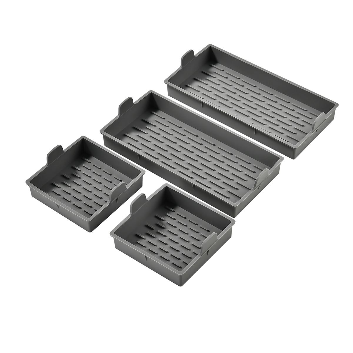 

4 шт. Серый прямоугольный силиконовый поднос для аэрофритюрницы с антипригарным покрытием, многоразовые вкладыши для аэрофритюрницы, духовки, микроволновой печи, кухонные принадлежности